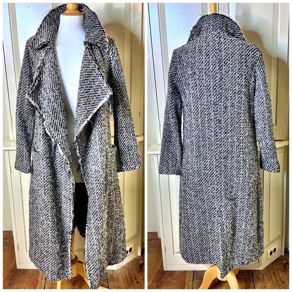 Women's Black and White Trench Coat - Picture 10 of 12